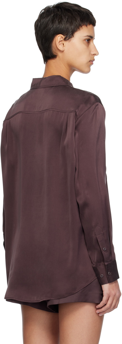 Silk Laundry Brown Boyfriend Shirt