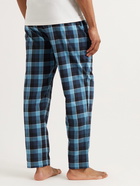 Hugo Boss - Dynamic Checked Cotton-Flannel Pyjama Trousers - Blue