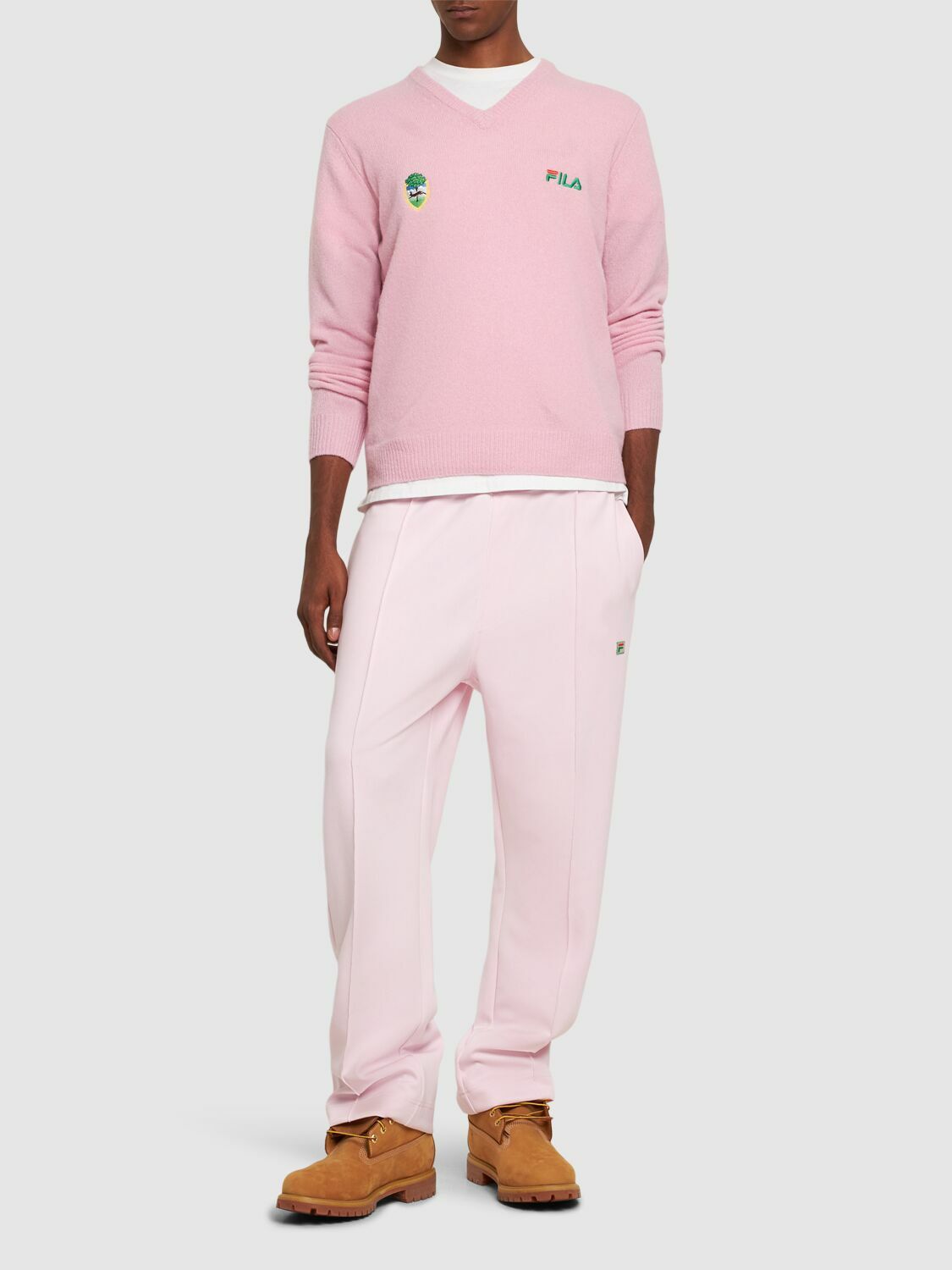 FILA + F+ Linear Crest V Neck Sweater
