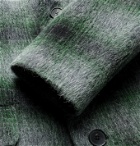 Mr P. - Checked Brushed Virgin Wool and Llama Hair-Blend Coat - Green