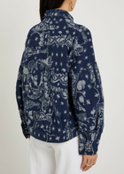 Free People Bandana-jacquard Cotton Overshirt Indigo