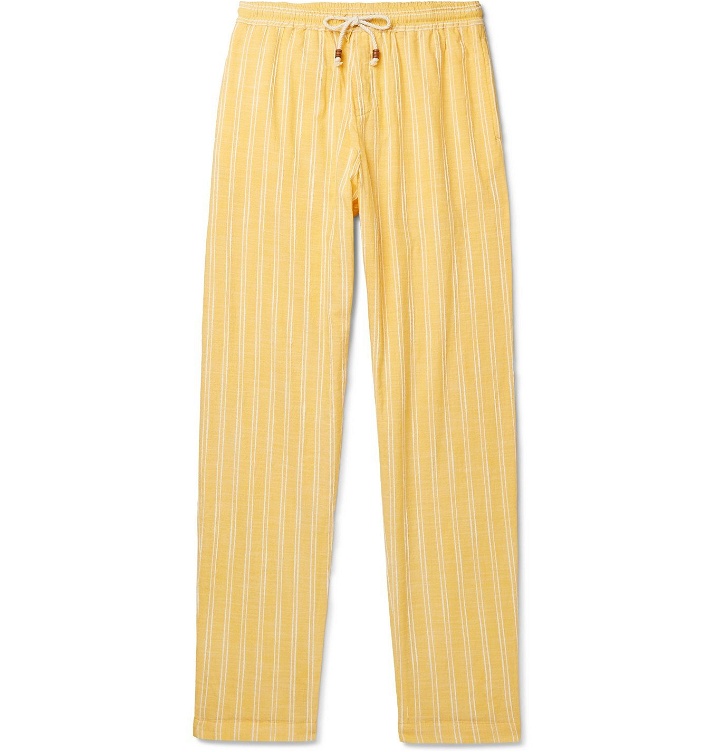 Photo: SMR Days - Striped Embroidered Cotton Drawstring Trousers - Yellow