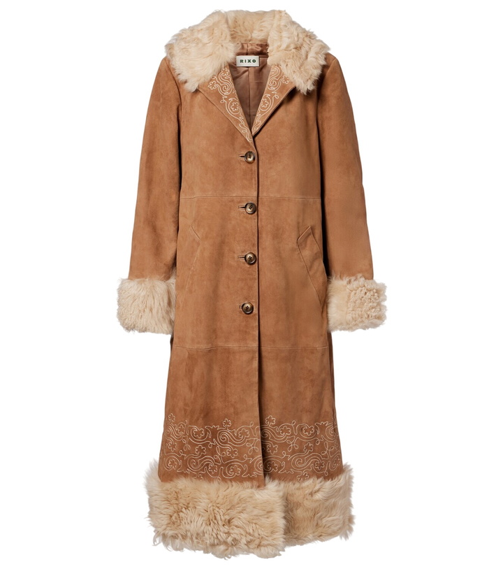 Photo: Rixo Cienna embroidered suede coat