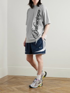 Balenciaga - Straight-Leg Embroidered Striped Swim Shorts - Blue