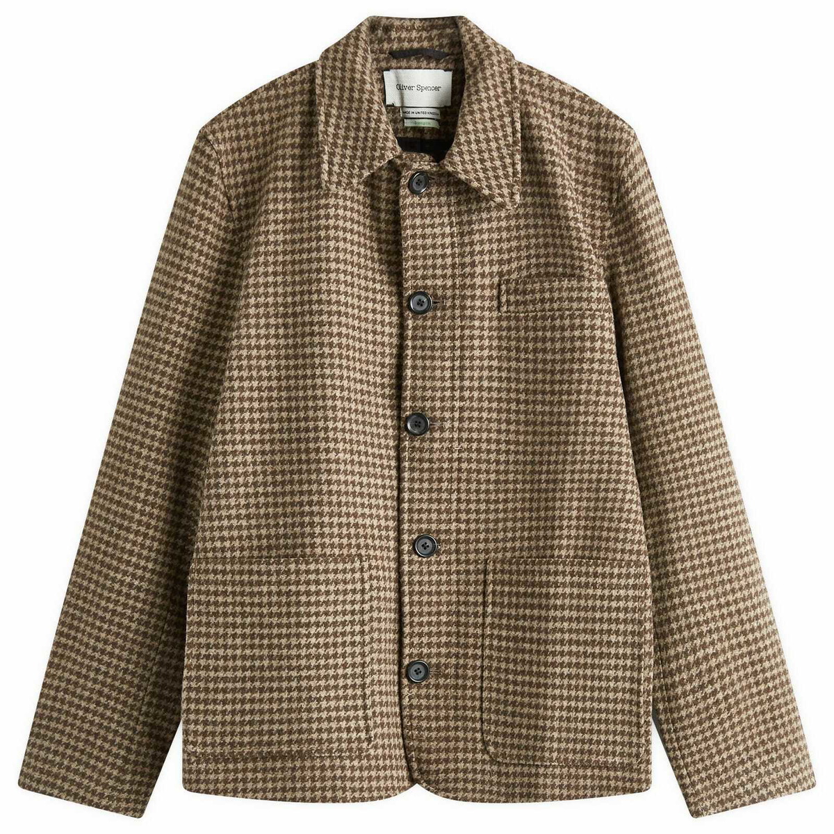 Oliver Spencer Men's Lambeth Field Jacket in Beige Houndstooth