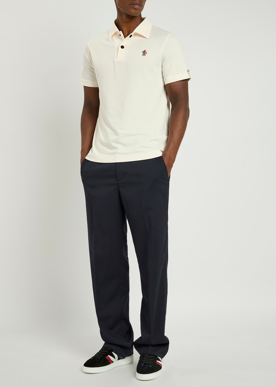 Moncler Grenoble Logo-appliqué Woven Polo Shirt Cream