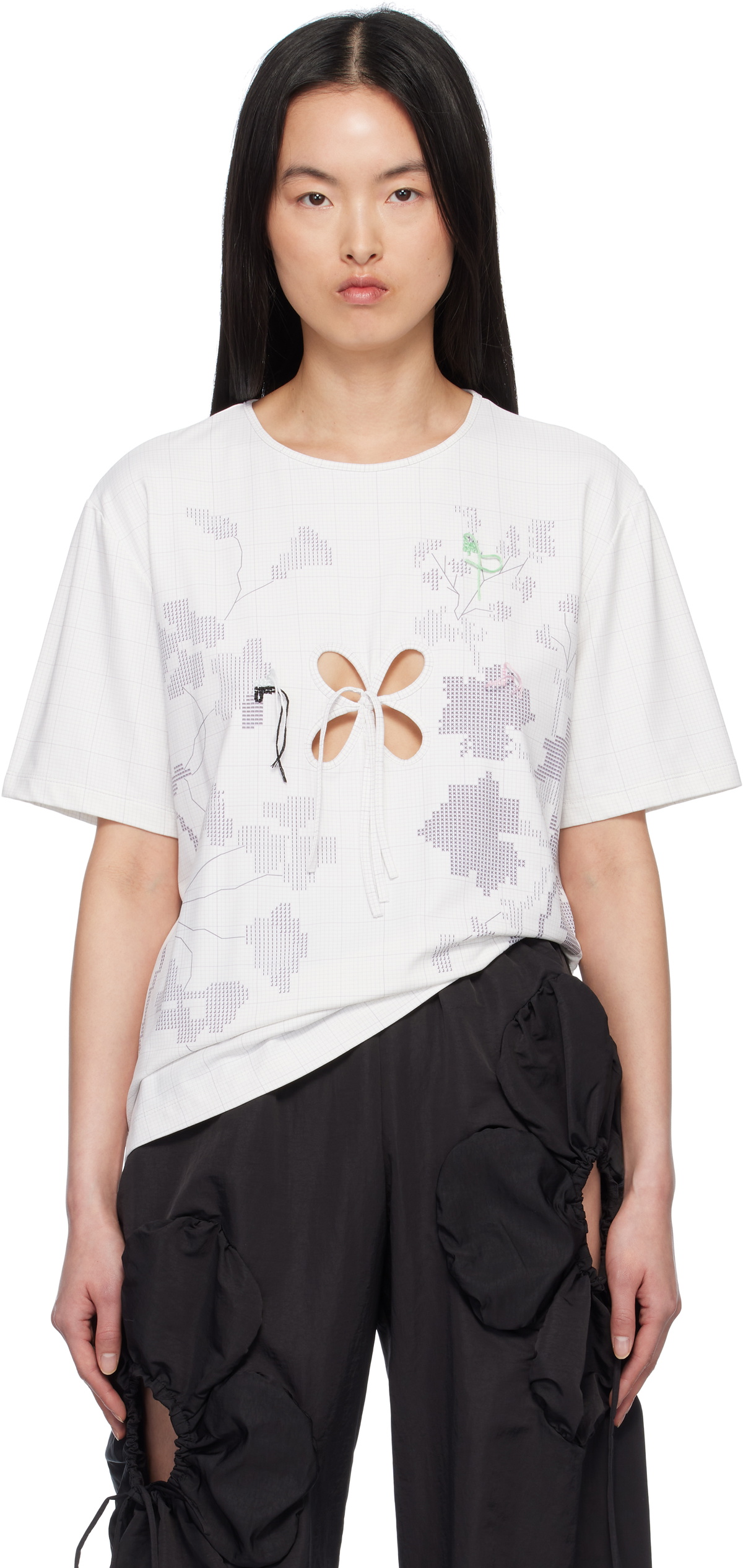 J.Kim White Embroidery Scheme Petal T-shirt