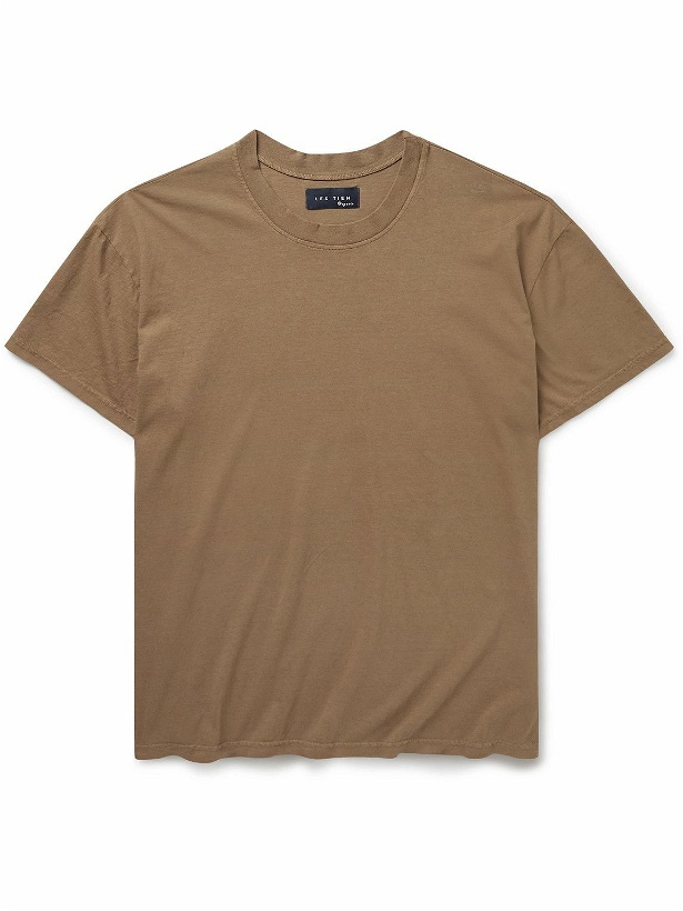 Photo: Les Tien - Garment-Dyed Cotton-Jersey T-Shirt - Brown