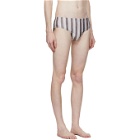 COMMAS Tan and Grey Flag Stripe Classic Swim Brief