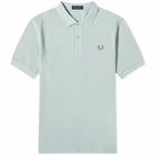 Fred Perry Men's Plain Polo Shirt in Silver Blue/Dark Caramel