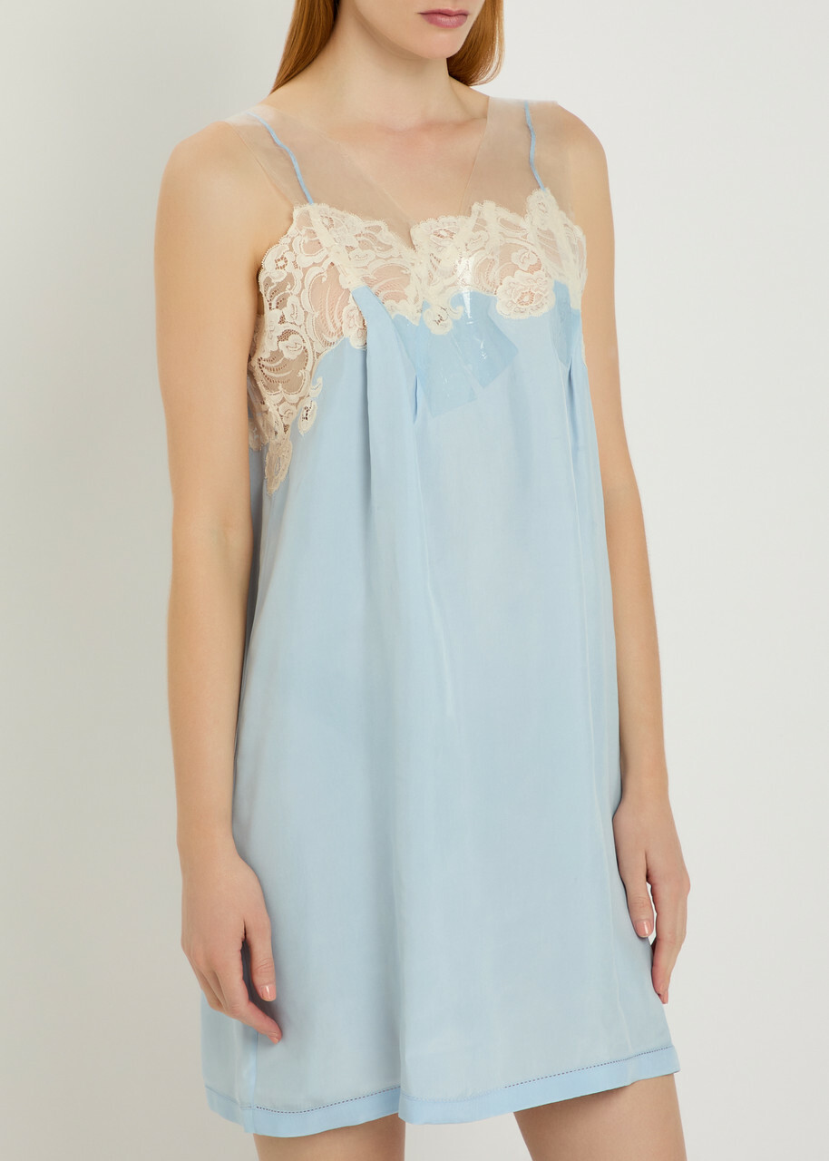 Maison Margiela Sellotape-effect Lace-trim Satin Mini Dress No Colour