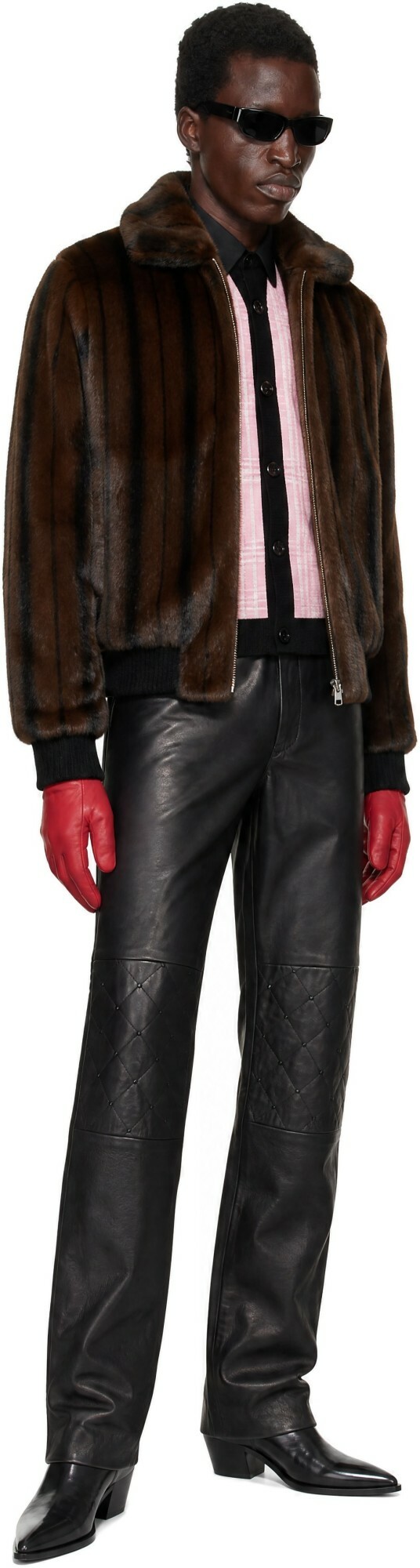 Ernest W. Baker Black Swarovski Embellished Leather Trousers