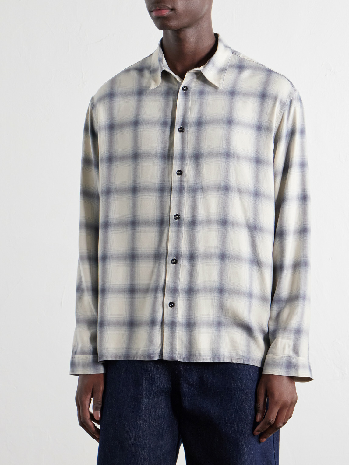SAGE NATION - Strano Checked Twill Shirt - Blue