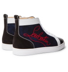 Christian Louboutin - Louis Appliquéd Suede and Leather High-Top Sneakers - Blue