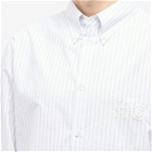 Maison Margiela Men's Logo Button Down Stripe Shirt in Black/Ecru