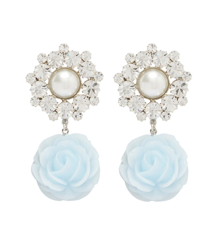Photo: Magda Butrym Floral-appliqué embellished drop earrings