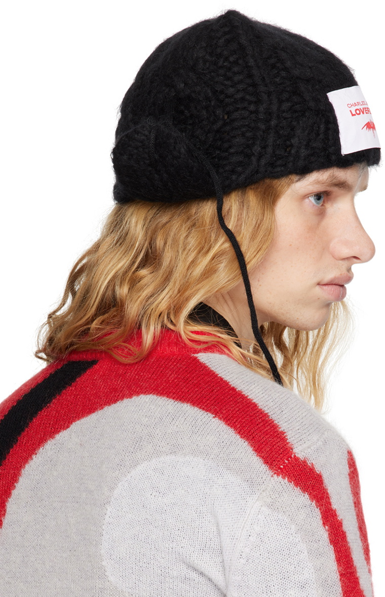 Charles Jeffrey LOVERBOY Black Chunky Aviator Beanie Charles