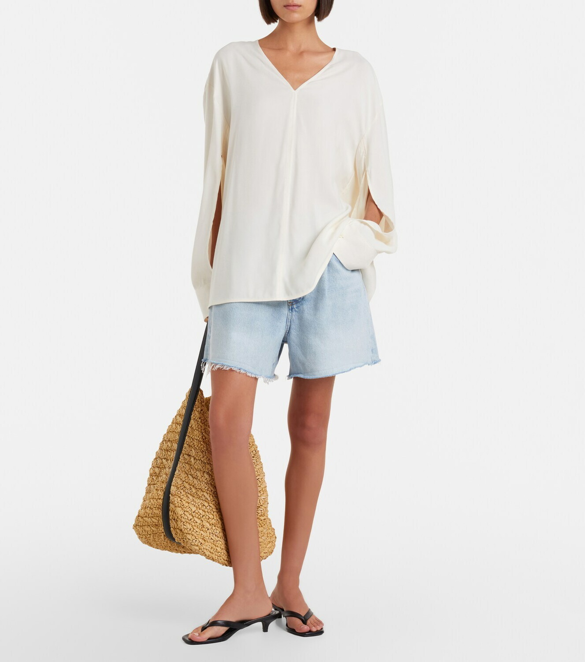 Agolde Rhoda frayed denim shorts