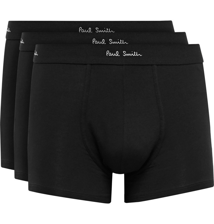 Photo: Paul Smith - Three-Pack Stretch Cotton-Jersey Boxer Briefs - Black