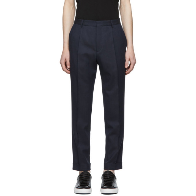 Photo: Boss Navy Single Pleat Cuffed Trousers