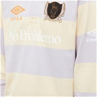 Aries x Umbro Screen Print Rugby Shirt in Beige/Lilac