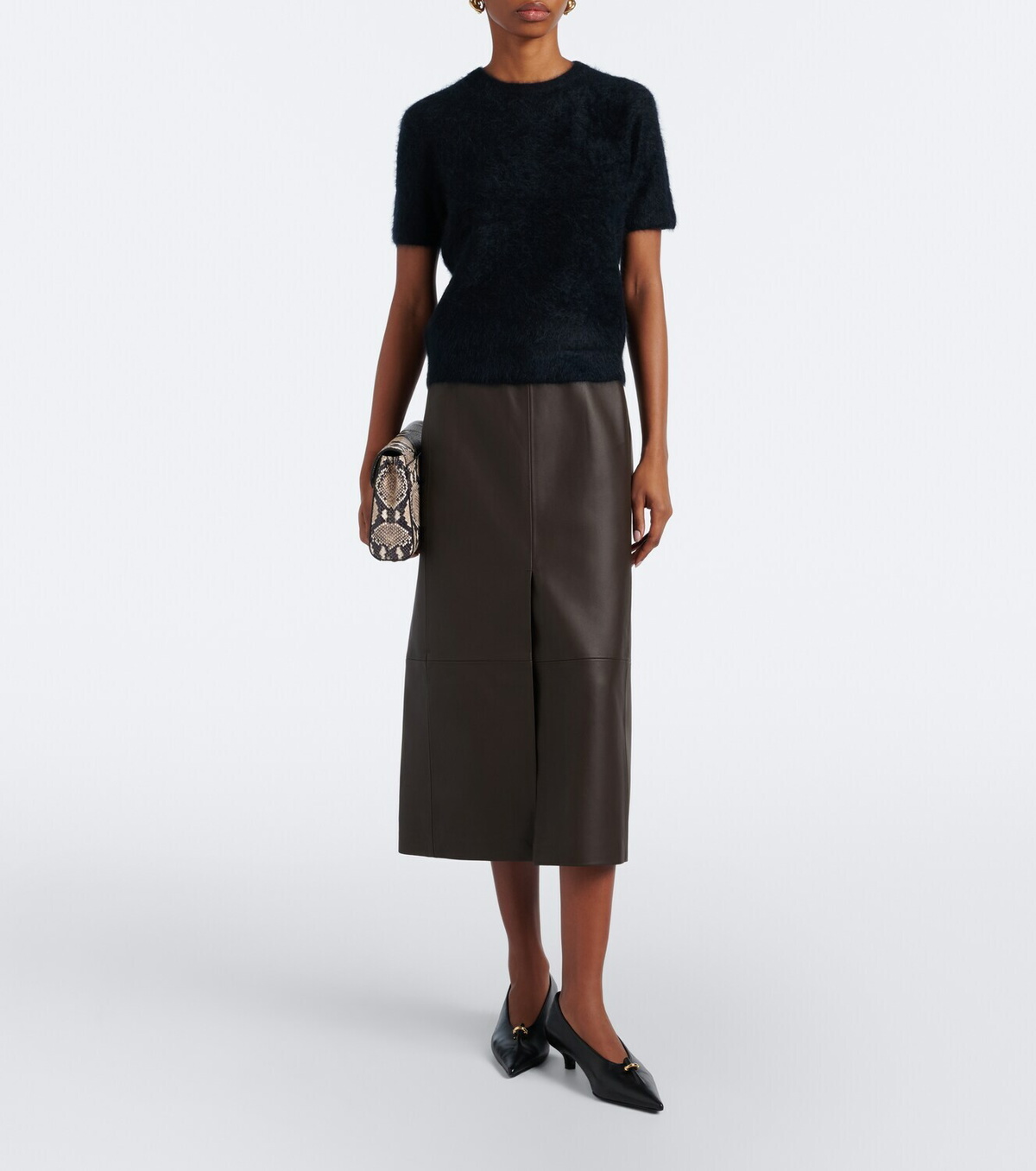 Vince Leather midi skirt
