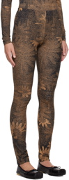 MM6 Maison Margiela Tan & Black Printed Leggings