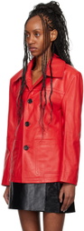 LU'U DAN Red Slim-Fit Creep Leather Jacket