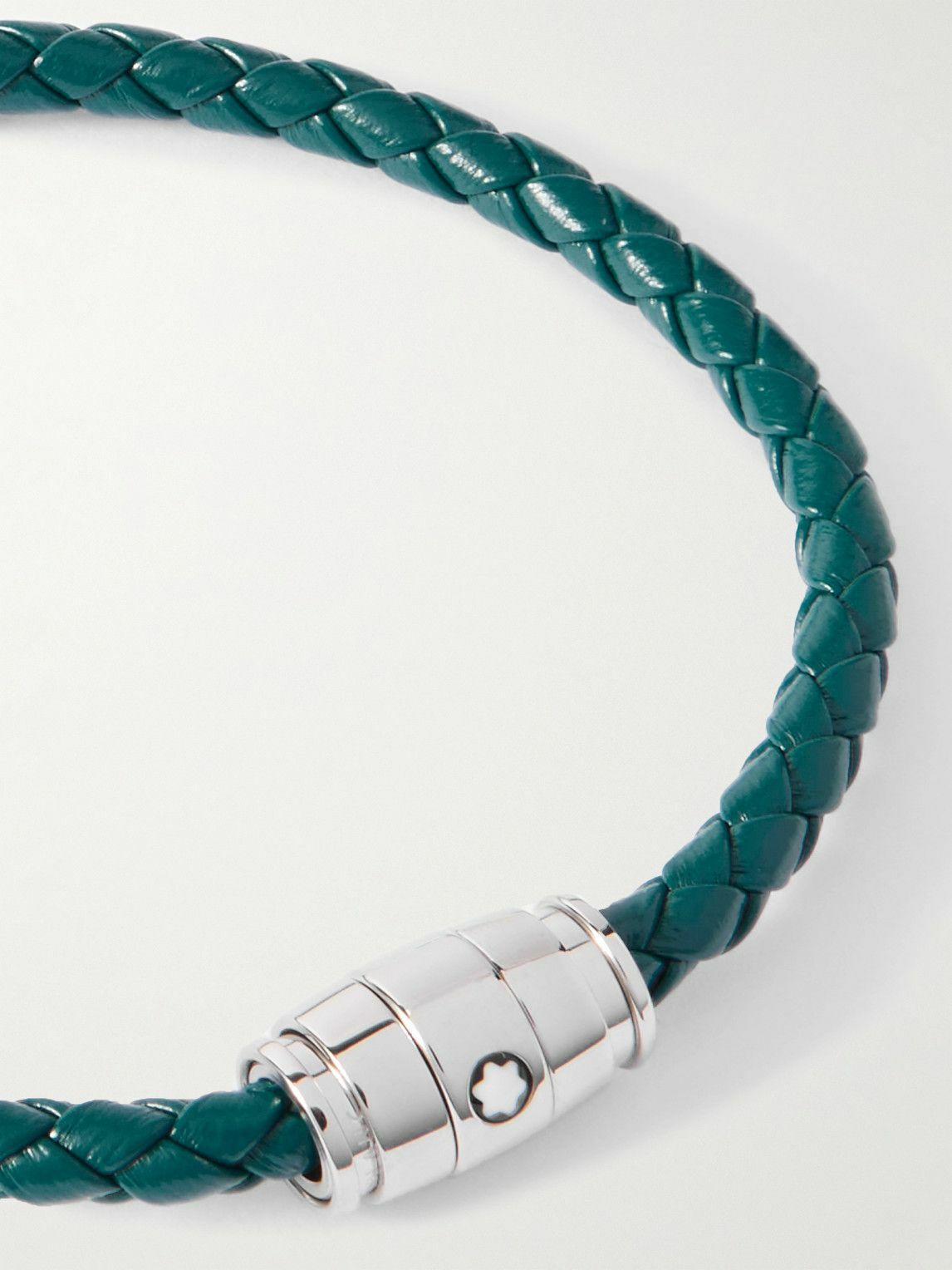 Montblanc - Meisterstück 3-Ring Stainless Steel and Woven Leather Bracelet - Blue