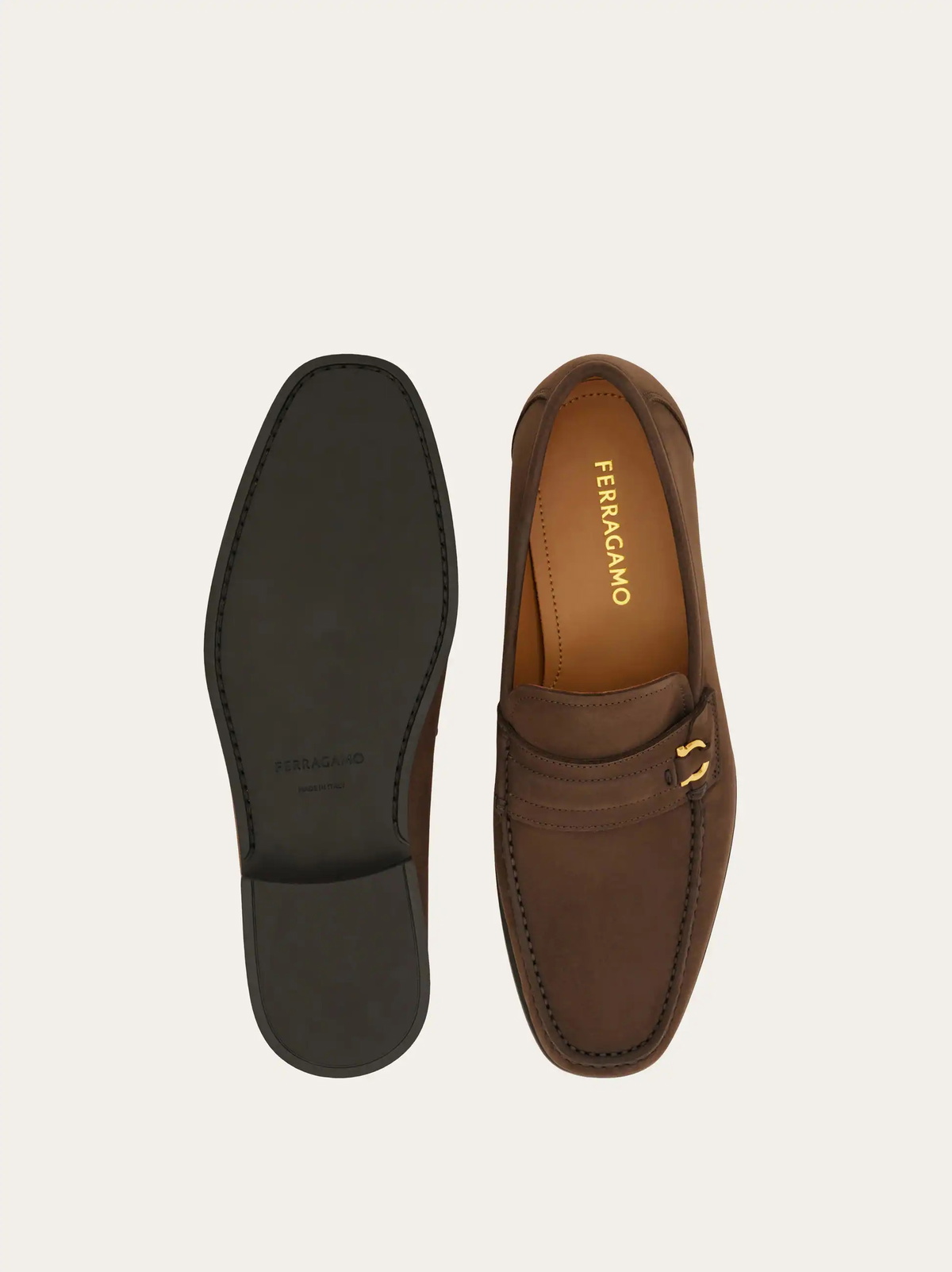 Ferragamo Mens Gancini loafer in Brown