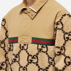 Gucci Men's Jumbo GG Fleece Panel Jacket in Beige