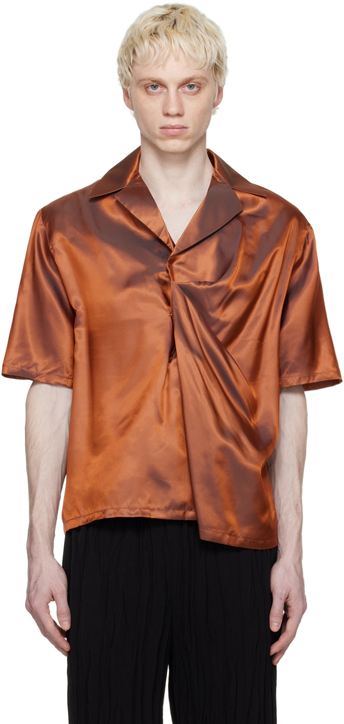 Bianca Saunders Orange Gathered Shirt