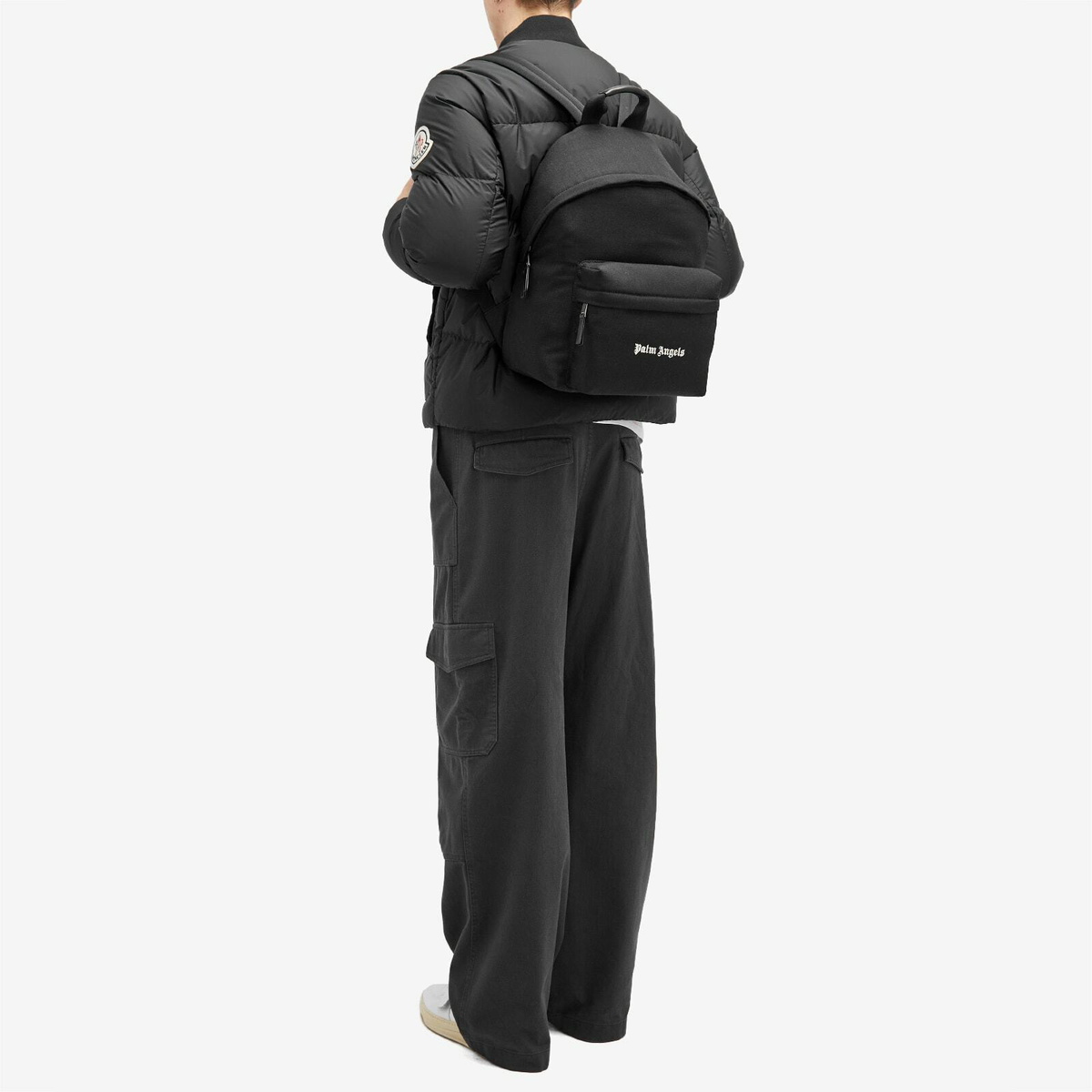 Palm Angels Men's Cordura Classic Logo Backpack in Black/White 