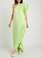 Stella Mccartney Envers One-shoulder Satin-crepe Maxi Dress Light Green