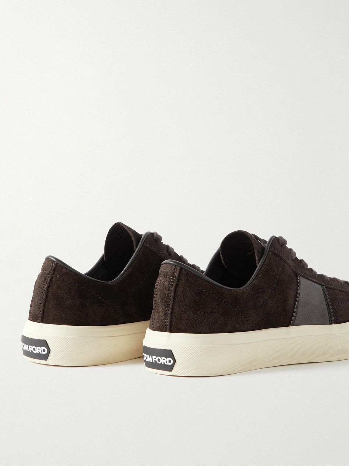 TOM FORD - Cambridge Leather-Trimmed Suede Sneakers - Brown
