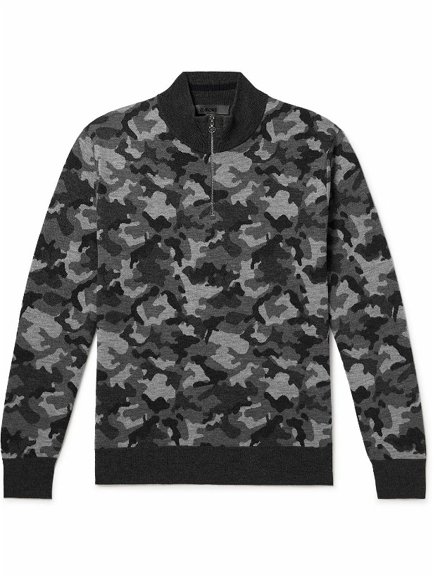 Photo: G/FORE - Camouflage-Jacquard Wool Half-Zip Sweater - Gray