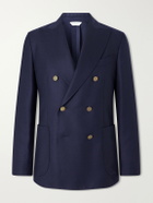 Boglioli - Double-Breasted Virgin Wool-Hopsack Blazer - Blue