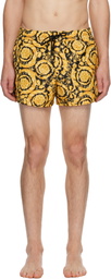 Versace Gold & Black Barocco Swim Shorts