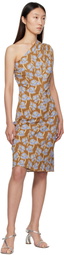 Versace Multicolor Poppies One-Shoulder Midi Dress