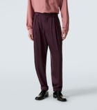 Saint Laurent Belted silk satin straight pants