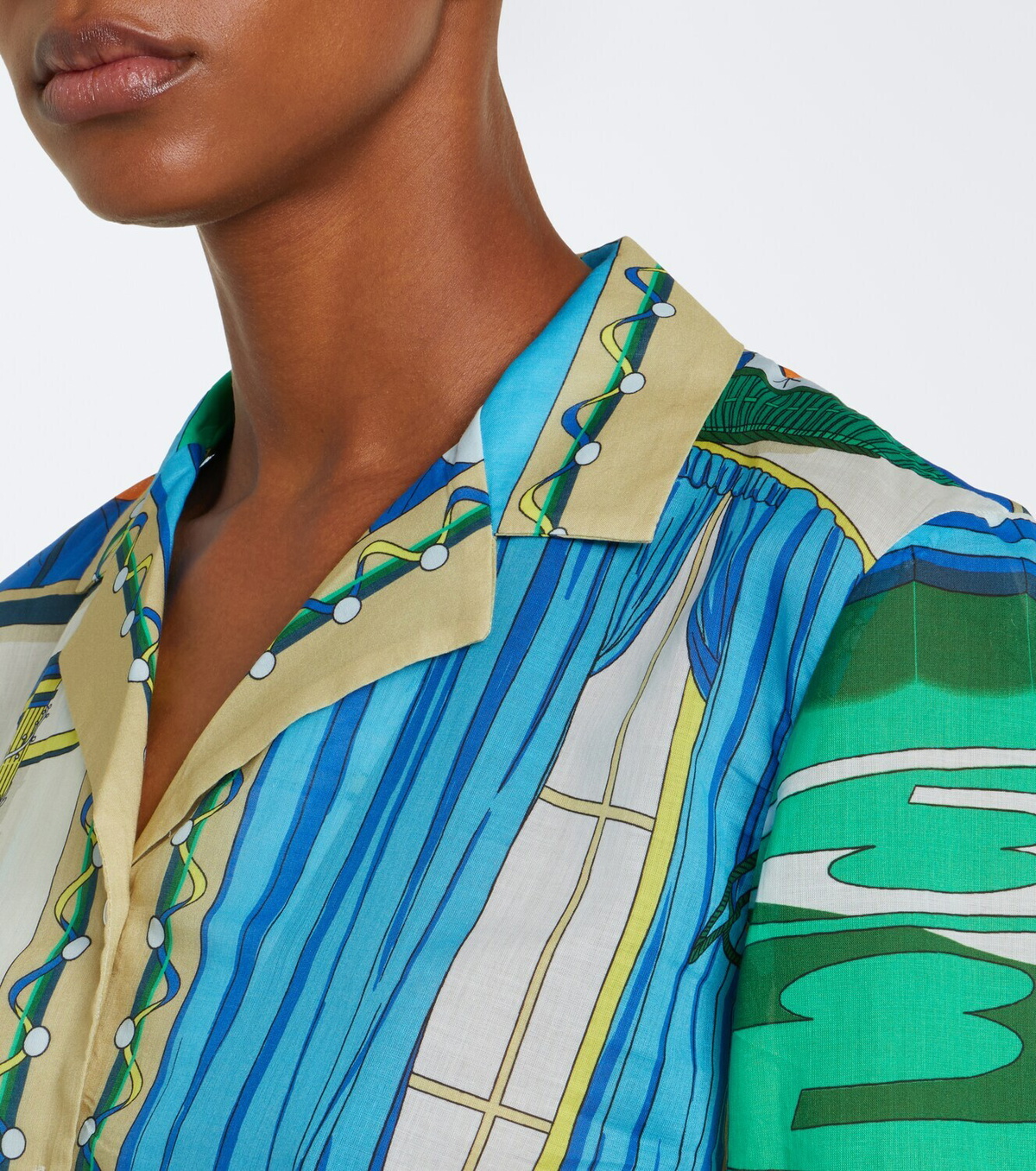 Tory Burch Printed cotton poplin bowling shirt