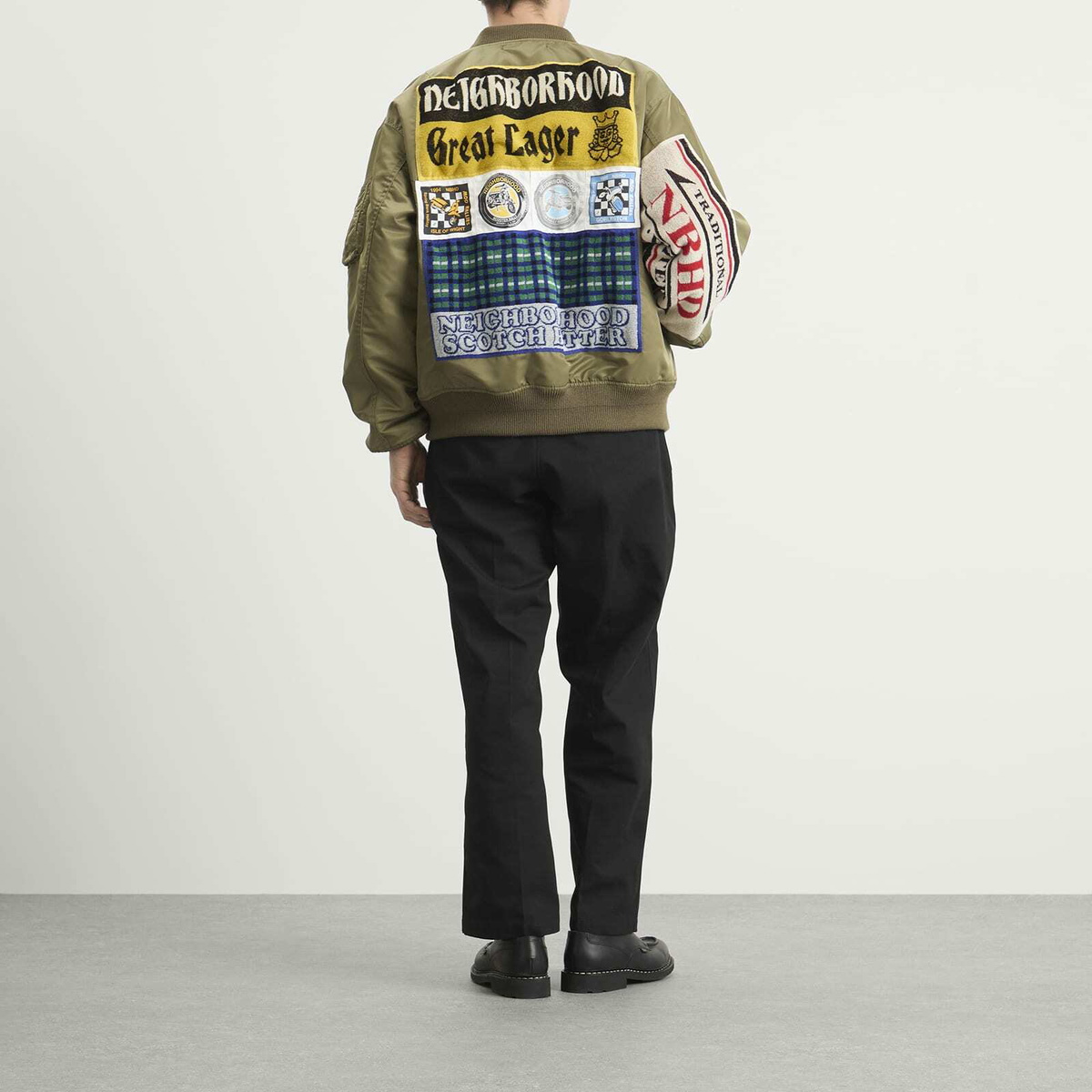 Neighborhood Men's Mod Patch MA-1 Flight Jacket in Olive Drab