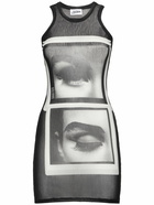 JEAN PAUL GAULTIER Eye Printed Mesh Short Dress