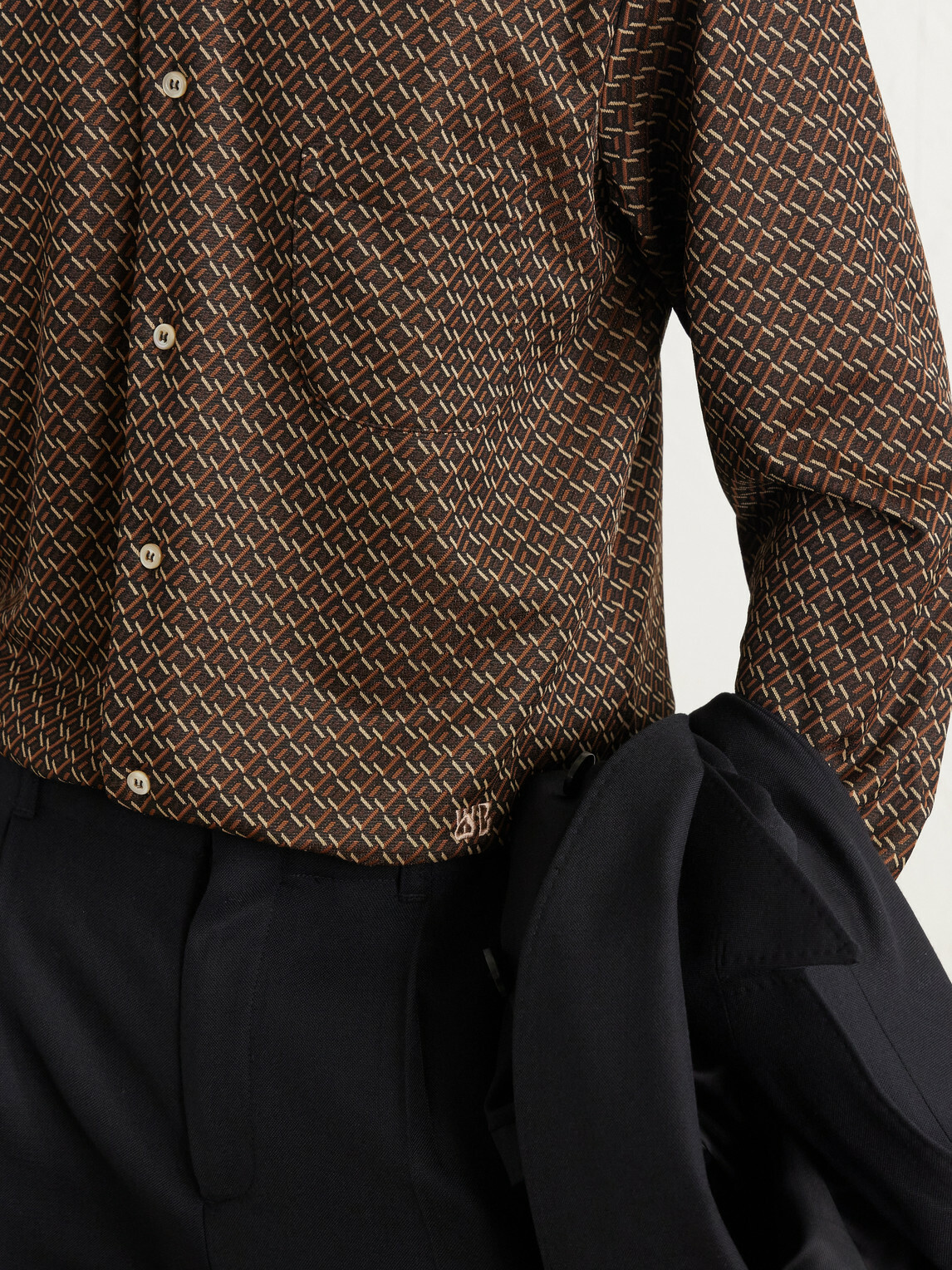 Wales Bonner - Doshi Button-Down Jacquard-Knit Shirt - Brown