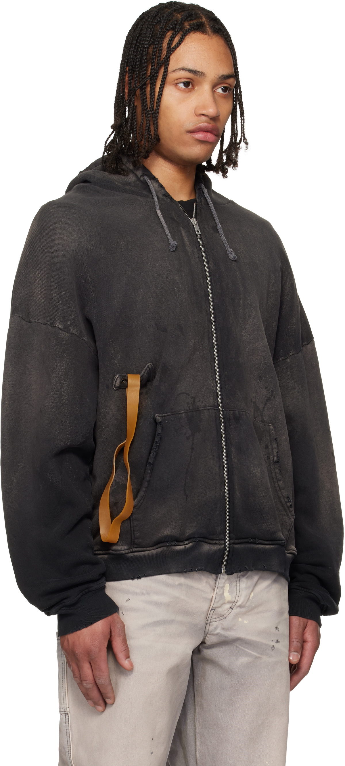 ALEXANDER DIGENOVA Black Rubber Band Hoodie