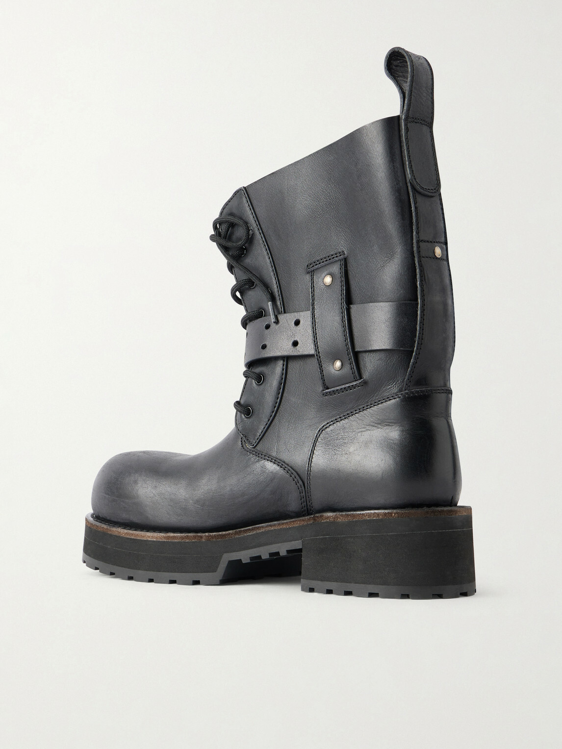 Balenciaga - Venom Distressed Leather Boots - Black