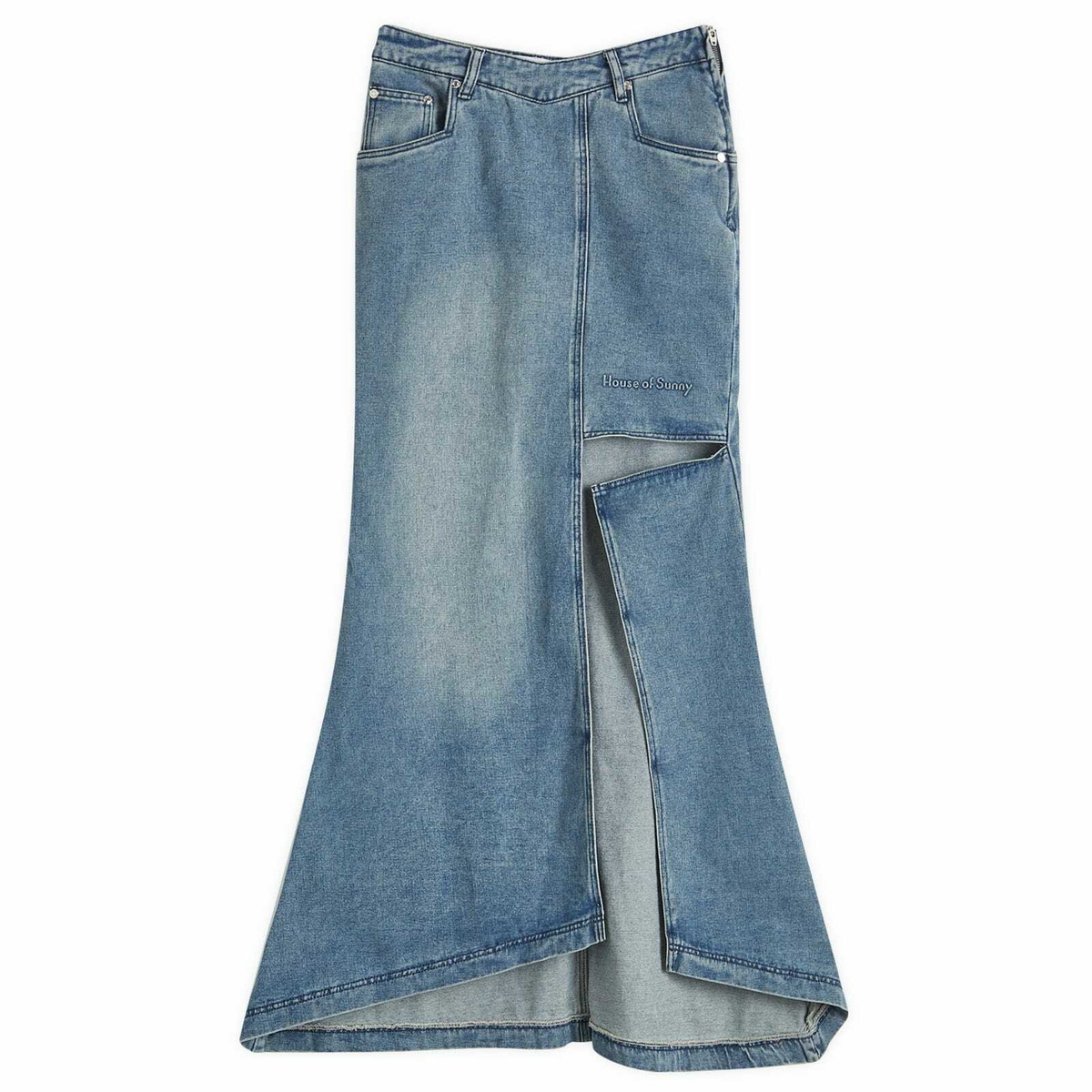 House Of Sunny Women's The Cascade Denim Skirt in Sky Blue