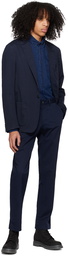 Sunspel Navy Straight-Leg Trousers