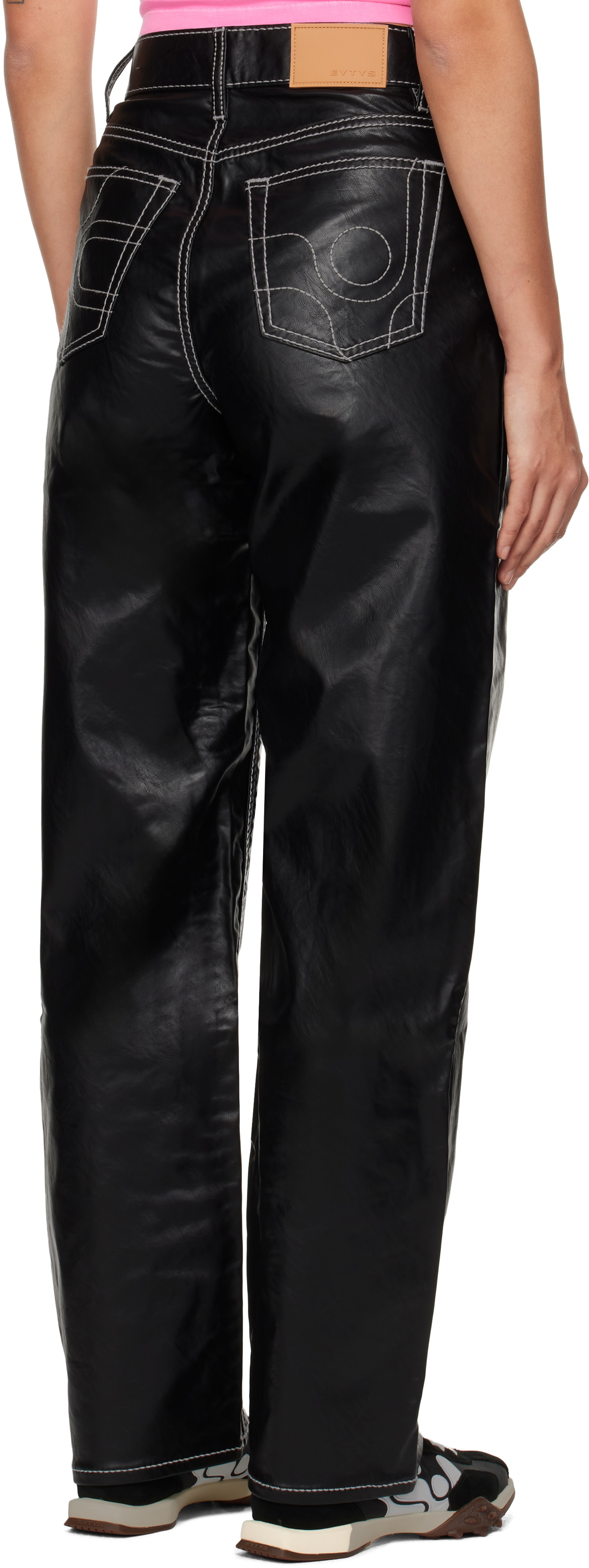 EYTYS Black Benz Faux-Leather Jeans