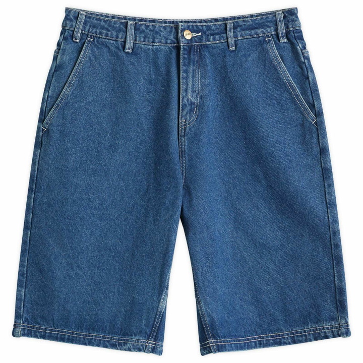 Photo: Butter Goods Men's Scribble Denim Shorts in Mid Blue